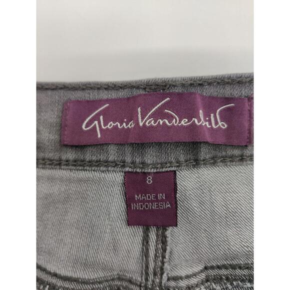Gloria Vanderbilt Jeans Womens Sz 8 Grey Straight Amanda Bedazzled Pocket Casual - Picture 7 of 15